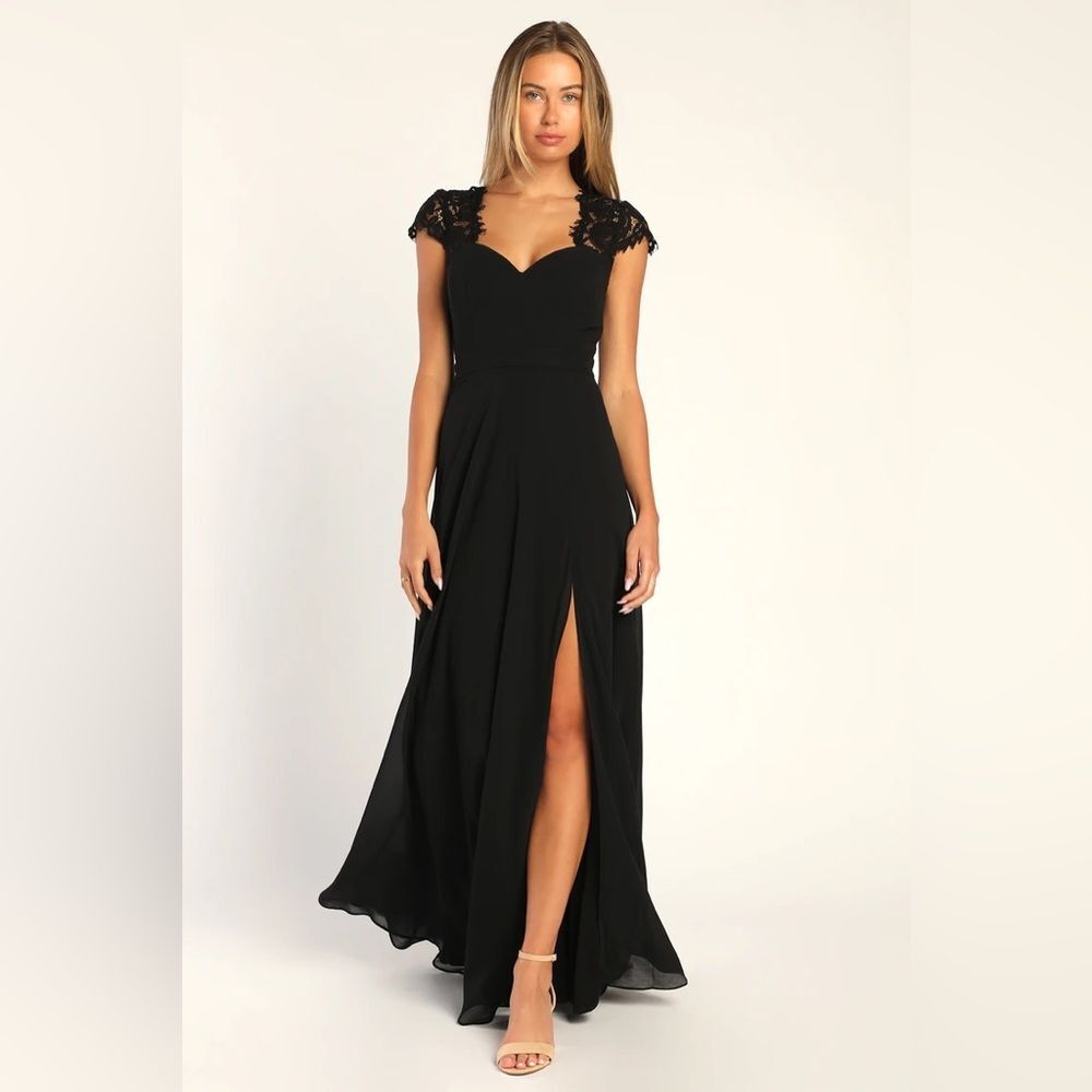 Lulus Momentous Moments Black Lace Backless Maxi Dress